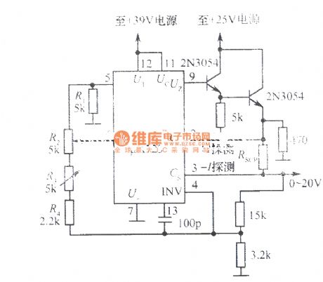 0～20V Adjustable power supply composed of μA723