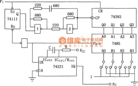 Time delay circuit diagram(first) with comparator 74LS85