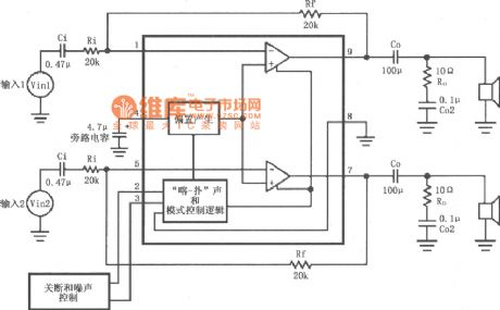 The typical circuit diagram of LM4916 for binaural amplifier