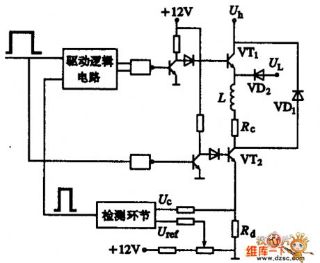 High-low voltage drive circuit diagram with feedback control