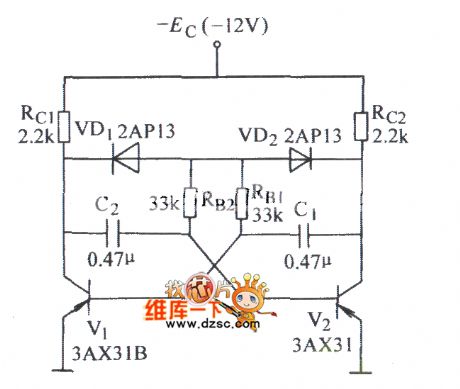 Astable circuit diagram with start-oscillation easily
