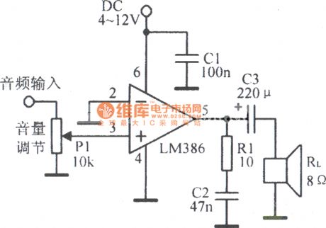 LM386 typical applications circuit