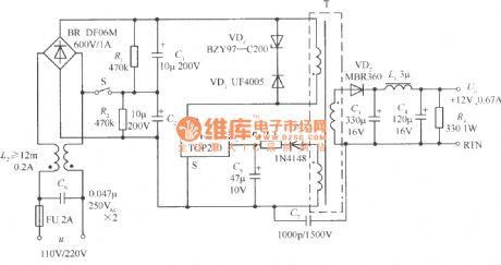 Switch voltage regulator circuit using 110V voltage doubling/220V alternating voltage input
