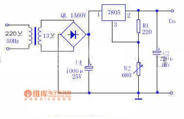 Stationary three end stabilizer output voltage adjustable circuit