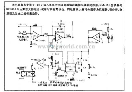 Optical coupling v/F transformation circuit
