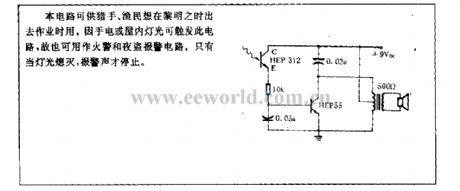 Light intensity control alarm circuit