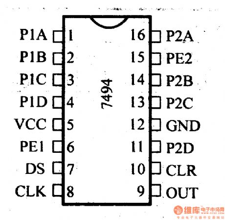 74 series digital circuit of 7494 4 register