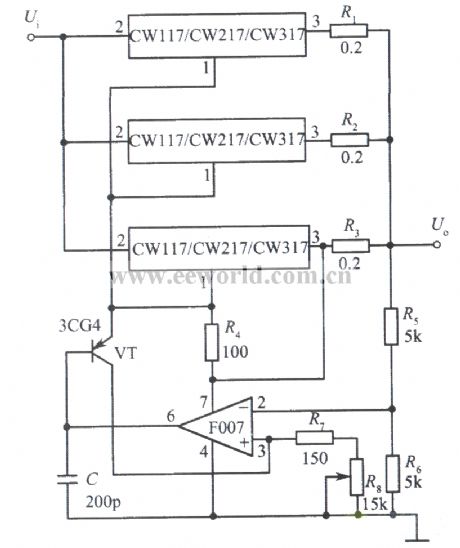 3 integrated voltage stabilizer CW117 parallel expansion output current