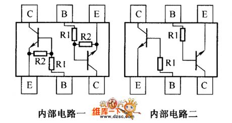 Transistor DDC123JH, DDC123JH-7, DDC124EH-7, DDC143EH-7 internal circuit diagram