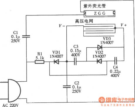 Jie beauty brand MWQ-A single pipe mosquitoes lamp circuit diagram