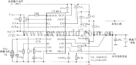 4A/12.3V lithium ion battery charger circuit with LTC4008 control chip