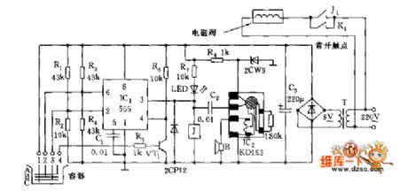555 water level control circuit diagram composed of 555 and music circuit