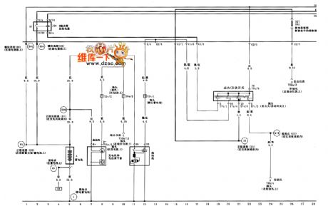 Storage battery、starter、X contact release relay、generator and Ignition/starting switch circuit diagram