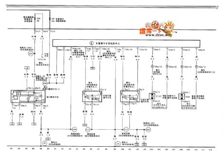 Right front car window regulating switch、stern door release switch、window regulating motor circuit diagram