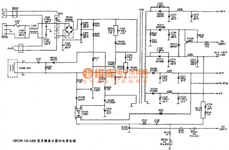 The power supply circuit diagram of OPCON CN-1405 type color display