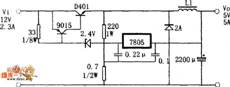 Switch regulator power supply circuit diagram made by three-terminal regulator