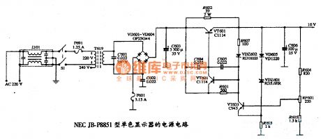 The power supply circuit diagram of NEC JB-P8851 type single color dispaly