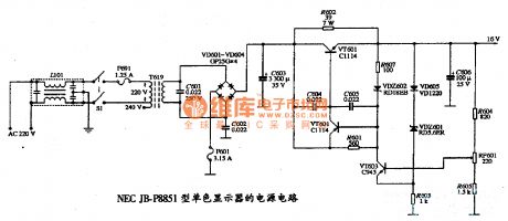 The power supply circuit diagram of NEC JB-P8851 type single color dispaly
