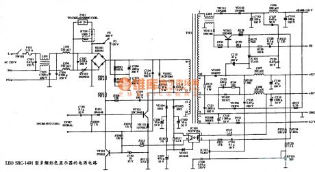 The power supply circuit diagram of LEO SRC-1491 type multiple frequency color display