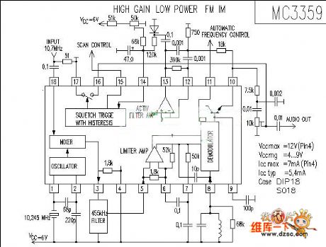MC3359 radiofrequency receiver circuit diagram