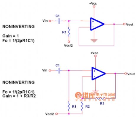 Operation amplifier high-pass filter circuit diagram