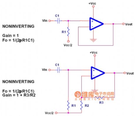 Operation amplifier high-pass filter circuit diagram