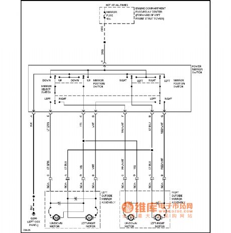 Cadillac electric rearview mirror circuit