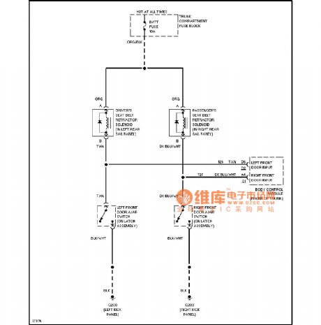 Cadillac passive seat safety system circuit