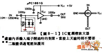 10M-1200MHZ and μPC1651G broadband amplifier circuit diagram