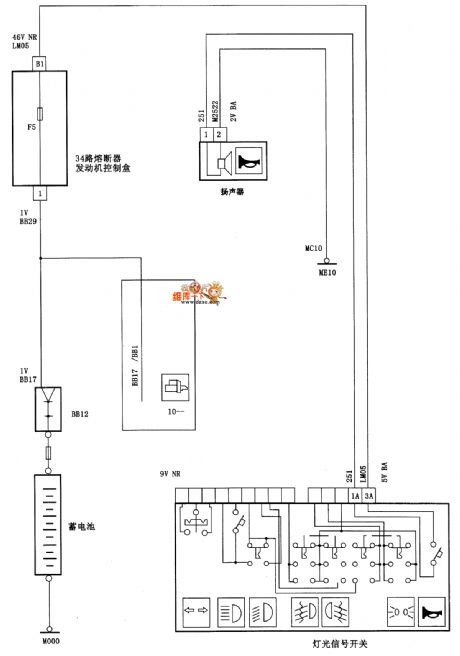 Dongfeng Citroen Picasso(2.0L) saloon car speaker circuit diagram