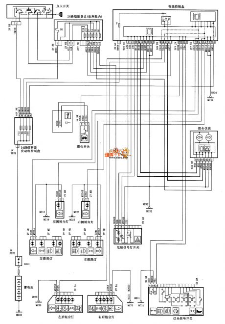 Dongfeng Citroen Picasso(2.0L) saloon car steering lamp circuit diagram