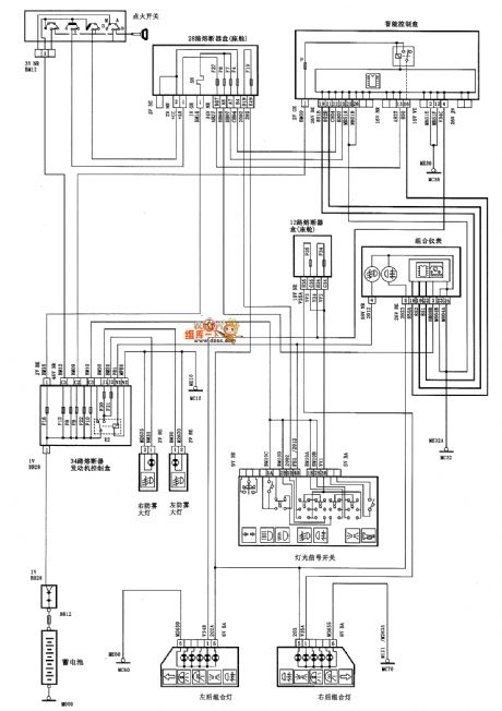 Dongfeng Citroen Picasso(2.0L) saloon car front foglight and rear foglight circuit diagram