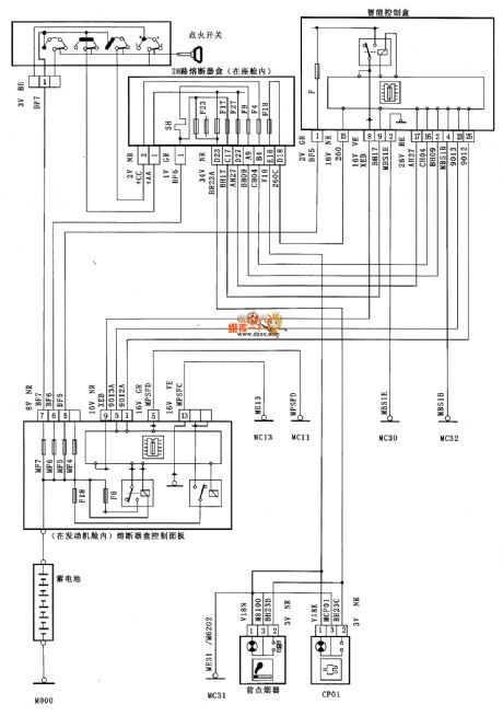 XSARA saloon car cigar lighter and attachment plug circuit diagram