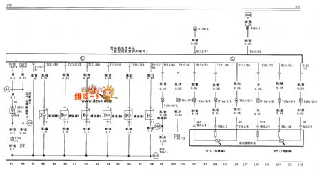 VW Passat engine electronic control unit、fuel injector and throttle plate sensor circuit diagram