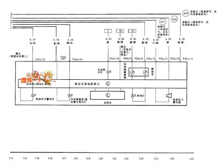 VW Passat instrument,engine oil pressure warning circuit diagram