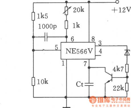Sawtooth wave circuit generated by NE566V