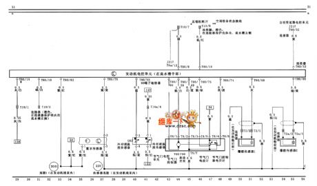 Engine electronic control unit、hall element、coolant temperature sensor and deflagration sensor circuit diagram