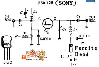 JFET gate grounding preamplifier circuit diagram