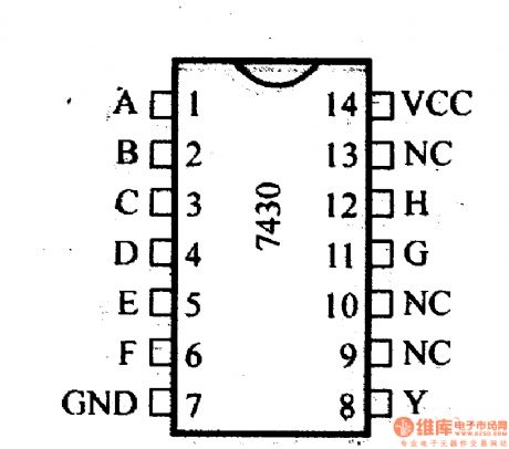74 series digital circuit of 7430 74H30 quad-8 input nand gate