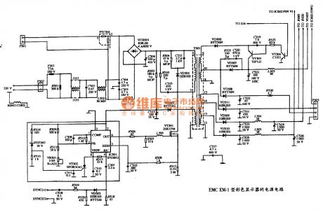 The power supply circuit diagram of EMC EM-1 type color dispaly