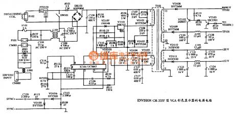 The power supply circuit diagram of ENVISION CM-335F type VGA color dispaly