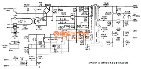 The power supply circuit diagram of ENVISION EC-1439 type color dispaly