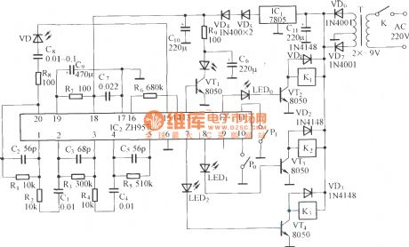 Reflection type infrared control circuit diagram