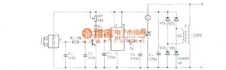 Reflection type light delay switch circuit diagram