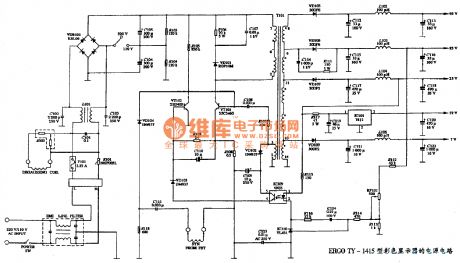 The power supply circuit diagram of ERGO TY-1415 type color display