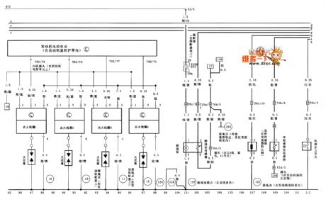 VW Passat engine electronic control unit,ignition system,fuel pump,engine oil pressure switch,coolant liquid level switch and sensor circuit diagram