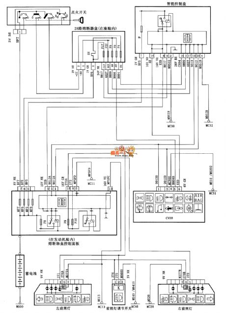 XSARA saloon car headlamp regulator circuit diagram
