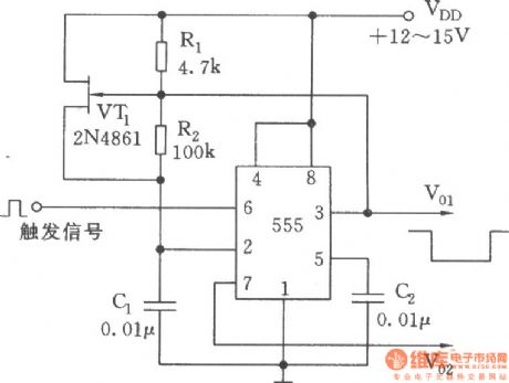Duplex output negative timing pulse circuit(555)
