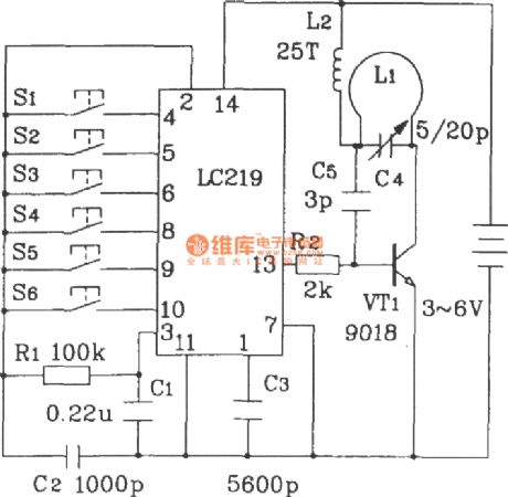 Composed of LC219/220A toy cars radio remote control transmitter and receiver application circuit diagram