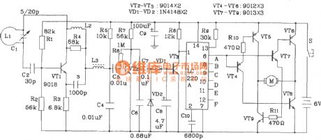 Composed of LC219/220A toy cars radio remote control transmitter and receiver application circuit diagram